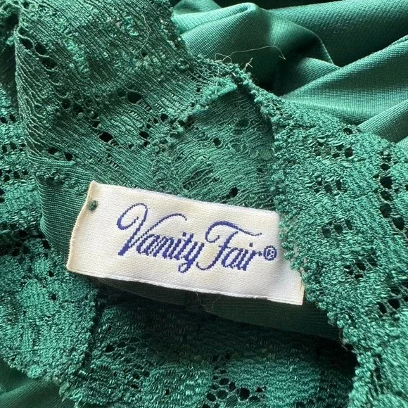 Green Vanity Fair Slip Medium Emerald Lace Dress - Picture 6 of 6